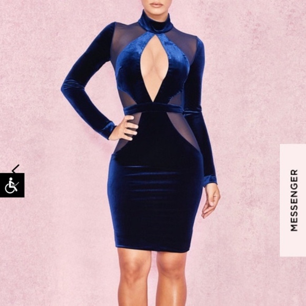 House of CB blue velvet dress